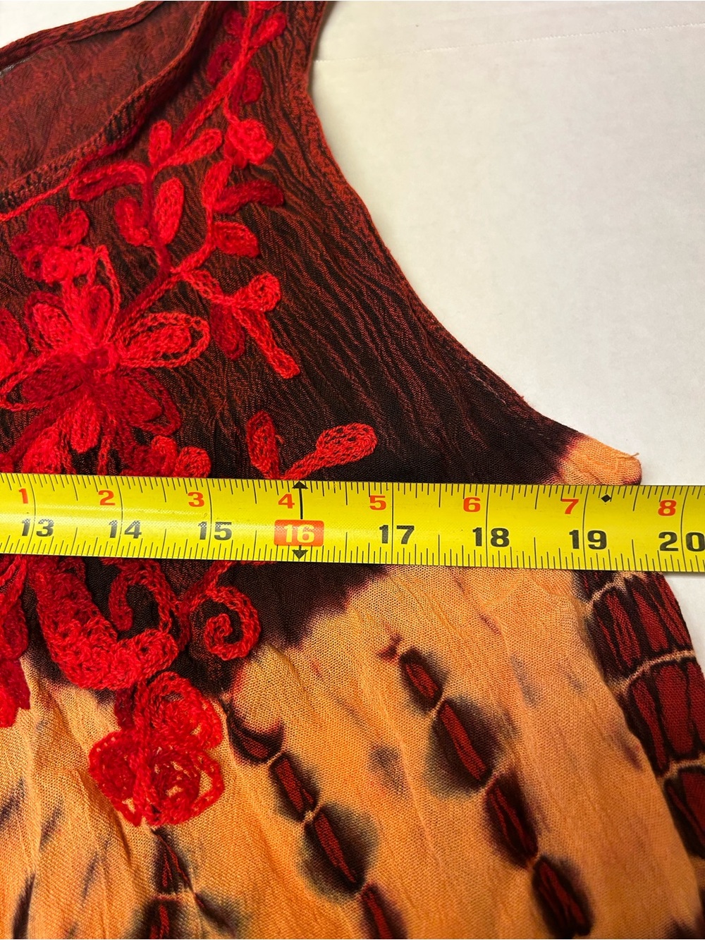 Bohemian Tie-Dye Asymmetrical Midi tank top Dress in Red and Multicolor Free Sz - Picture 5 of 10